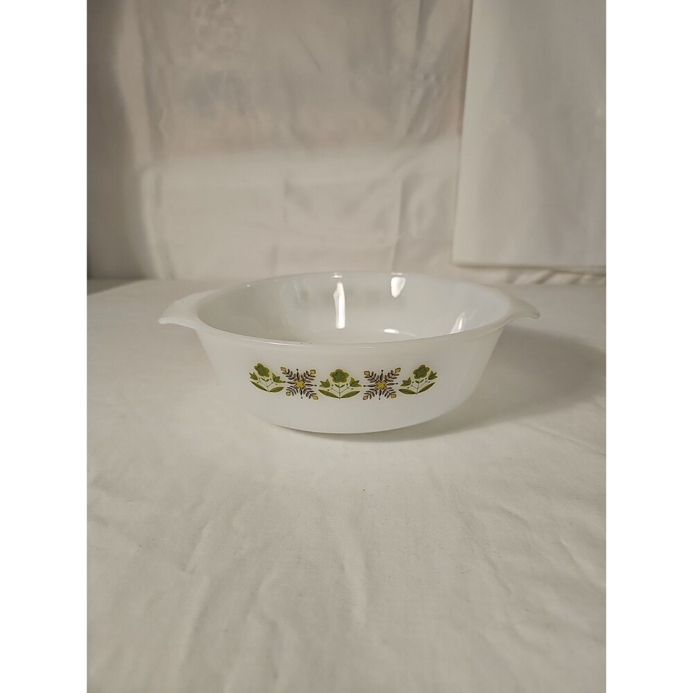 Vintage Anchor Hocking Fire King Green Meadow 1.5 Quart Casserole Dish 437
